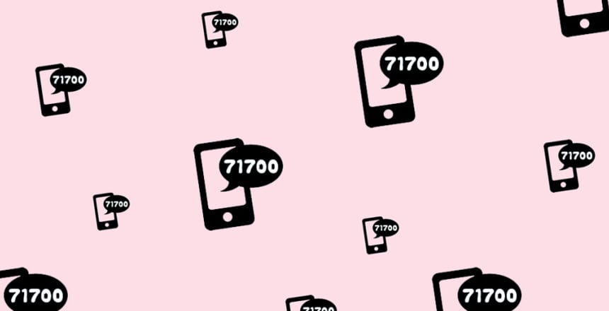 Telefoner med pratbubbla med smsnummer 71700